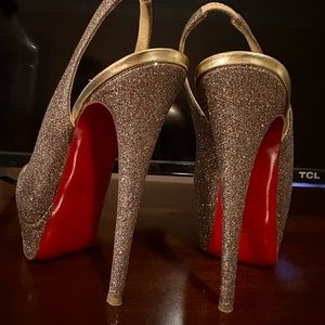 Christian Louboutin sparkle sling backs size 37. Worn twice.